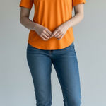 Nike  Pro Dri-FIT V-Neck Short Sleeve T-Shirt Womens XS Orange Sports Activewear Photo 0