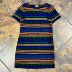 Color Block Colorful Geometric Short Sleeve Mini Dress Medium Orange Photo 4