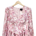 Bardot NWT Zelina Long Sleeve Mini Dress Corset Bodice Pink Floral Size 4 NEW Photo 5