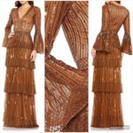 Mac Duggal 5442 Womens Embellished Bell Sleeve Tiered Gown Dress Photo 1