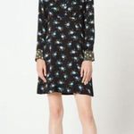 Sandro Paris Black Floral Button-Front Satin Dress- Size 38 (US 6) 100% Viscose Photo 1