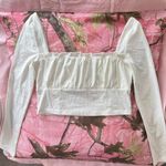 Princess Polly cottage core coquette white ruched long sleeve square neck milkmaid crop top Photo 4