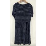 L. L. Bean Womens Dress 1X Navy Blue White Polka Dot Short Sleeve Midi Photo 2