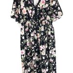 Bloomchic  Floral Lace Patchwork Pocket Ruffles Shirred Split Dress Black 12 Photo 2