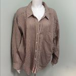 ZARA Women's Brown Stripe Oversized Button Down Shirt large Photo 4
