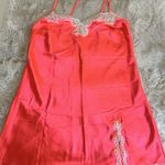 Victoria's Secret  Pink‎ Satin Slip Dress Lace Trim Nightgown Lingerie L Photo 0