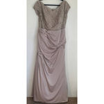 La Femme 26806 Short Sleeve Embroidered Bodice Ruched Mermaid Gown in Champagne Photo 2