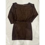 J. McLaughlin  Tinley 3/4 Sleeve mocha brown faux suede Sheath Dress sz XS $248 Photo 2