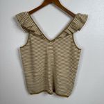 Madewell  Belhaven Ruffle Sweater Tank Caramel Stripe Size Large Photo 2