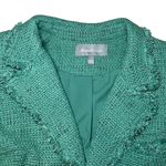 Daniel Rainn  Women’s Green Tweed Blazer Size Large Ruched 3/4 Sleeves Fringed Photo 5