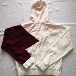 JustFab Light Pink Burgundy Cream Hoodie Photo 4