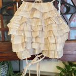 Sabo Australia Ruffle Halter Top Beige Striped Tie Back Sleeveless Cute Womens Tan Size M Photo 0