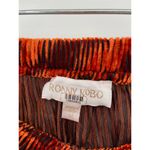 Ronny Kobo Jay Orange Velvet Striped Pull On Midi Skirt Size Medium Photo 4