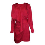 Ronny Kobo Shanaya Draped Dress with Cape Burgundy Cherry Red Size S Photo 2