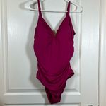 Time And Tru  Magenta Hot Pink V Wire V-Neck Ruched Swimsuit Size XL EUC #1369 Photo 1
