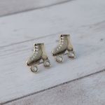 Vintage Stud Earrings Gold Tone Rollerskates Photo 3