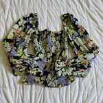 Free People  Purple and Yellow Smocked Bishop Sleeve Blouse Photo 5