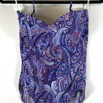 Talbots One Piece Swimsuit Convertible Halter Blue Pink Paisley Print Size 10 Photo 0