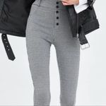 ZARA Black & White Gingham Hi-Rise Skinny Leggings Pants Button Details Size XS Photo 4