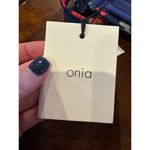 ONIA  Bikini Top Women Small‎ Navy Blue Floral Print Buckle Bandeau NWT Photo 8