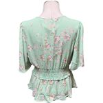 Lily White  V-Neck Flowy Top Floral Green Pink XL Photo 5