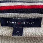 Tommy Hilfiger Gray Lace-Up Top with Red and Blue Accents Photo 2