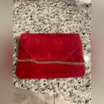 Ann Taylor New  Red Genuine Suede Purse Gold NWT Photo 1
