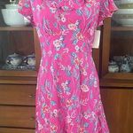 NWT Row A Pink Floral Flutter Sleeve Dress Size XL Photo 0