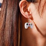 🆕White Game Console Controller Charm Dangle Earrings Photo 1