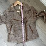 Free People Brown Ikat Tapestry Asymmetrical Zip Short Jacket size 4 Moto READ Photo 9