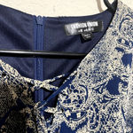 Fashion Union  Womens Romper sz M navy lace up neck long sleeve pockets Paisley Photo 2