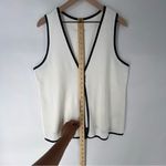 Anthropologie  Black Trim Color Block White  Button Front Vest‎ Stretch Crepe XL Photo 11