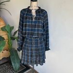 Current Air  Plaid Blouson Sleeve Pleated Mini Length Dress Size Medium Photo 1