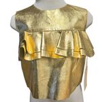 Sunday in Brooklyn  Gold Faux Leather Sleeveless Ruffle Top Size Small NWT Photo 4