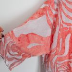 Chico's  Womens Burnout Open Front Cardigan Coral Zebra Print Lightweight Size 2 L Photo 5