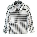 Habitat  Clothes to Live In Weekend Terry Top S White Stripe 1/4 Zip Sweatshirt Photo 1