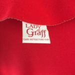 Vintage 70s Lady Graff Red Felt Blazer Jacket Appliqué Black Design L Size L Photo 3