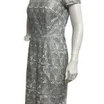 David Meister Silver Geo Illusion Lace Overlay Sheath Party Dress 6 Wedding FLAW Photo 3