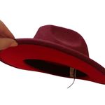 Burgundy Fedora Hat with Gold Chain Accent Photo 7