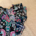 Maria Cher multicolored blouse short sleeve top ruffle sleeves small Blue Photo 2