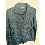 STINE GOYA Black Blue Metallic Button Front Floral Lucian Long Sleeve Top sz XS Photo 6