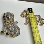 Rhinestone Lion Wild Cat Brooch Pin Lot Of 2 Photo 3