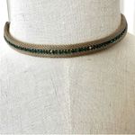 Gold tone green rhinestone choker necklace Photo 1