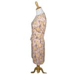 Loft  Pink Orange Floral Cottage V neck Dress Soft Cotton Stretch size Medium Photo 2