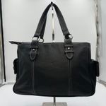 AmeriLeather Black Textured Leather Tote Bag Top Handle Silver Hardware Photo 0