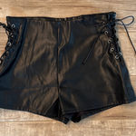 Be Wicked Leather Shorts with Lace Up sides and zipper back Black Size L Photo 0