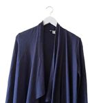 H by Halston Halston Navy Oversized Longline Lounge Womens Drape Front Cardigan SweaterXS Photo 8