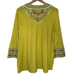 John Mark Boho Forest‎ Fairy Preppy Embroidered Three Quarter Sleeve Blouse Photo 4