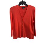 Ralph Lauren Lauren Orange Ribbed Cotton Cardigan Sweater XL Red Button Front Photo 1