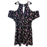 Torrid Black Colorful Floral Chiffon Cold Shoulder V Neck Flare Dress Size 26 Photo 3